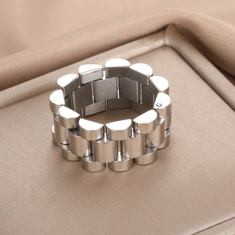 Streetwear Solid Color 304 Stainless Steel Criss Cross Braid Rings