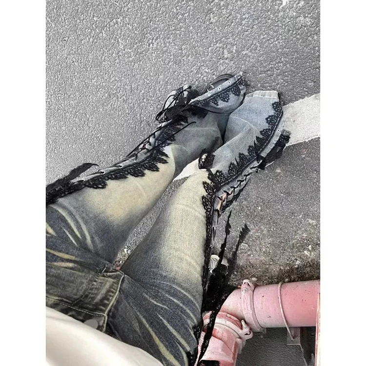 Lace-up Gothic Flare Bootcut Pant