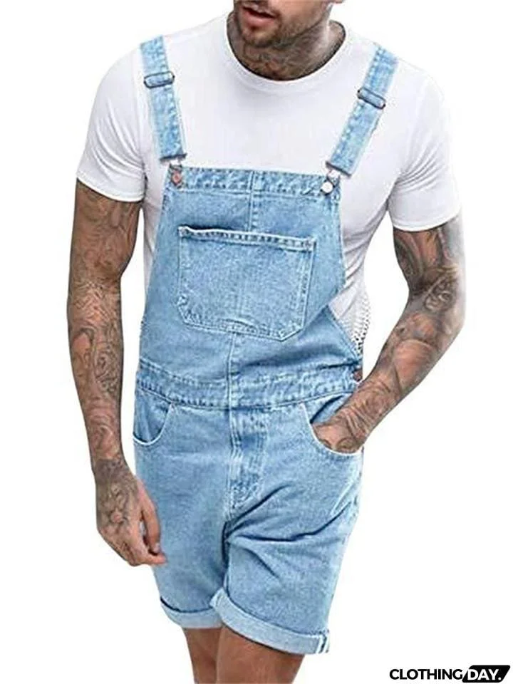 Retro Casual Bib Denim Jumpsuit