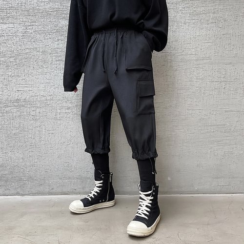 Dawfashion-Yamamoto Wind Dark Personality Fashionable All-match Cropped Pants-Yamamoto Diablo Clothing