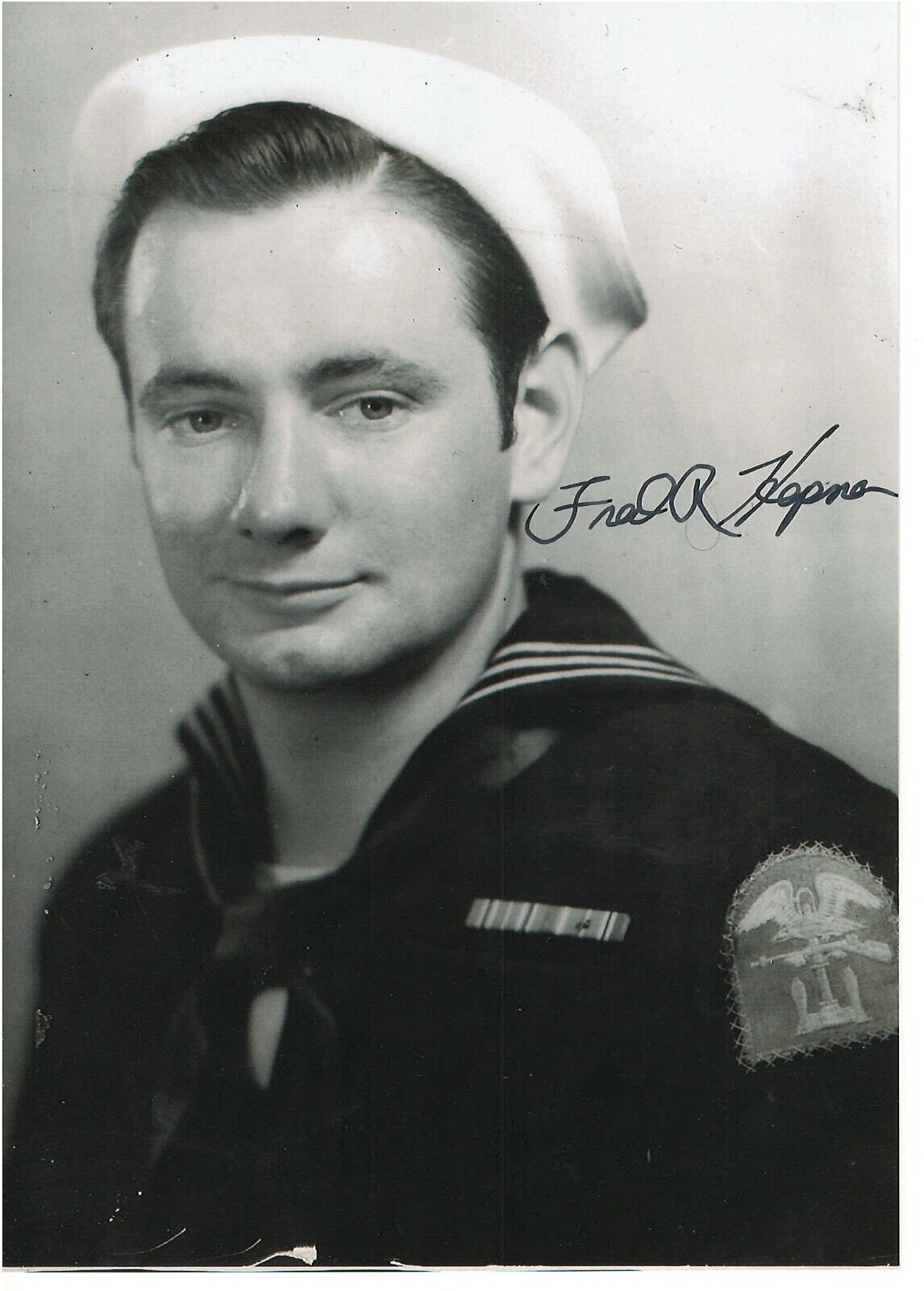 FRED HEPNER D-DAY LST LCVP COXSWAIN VETERAN RARE SIGNED Photo Poster painting