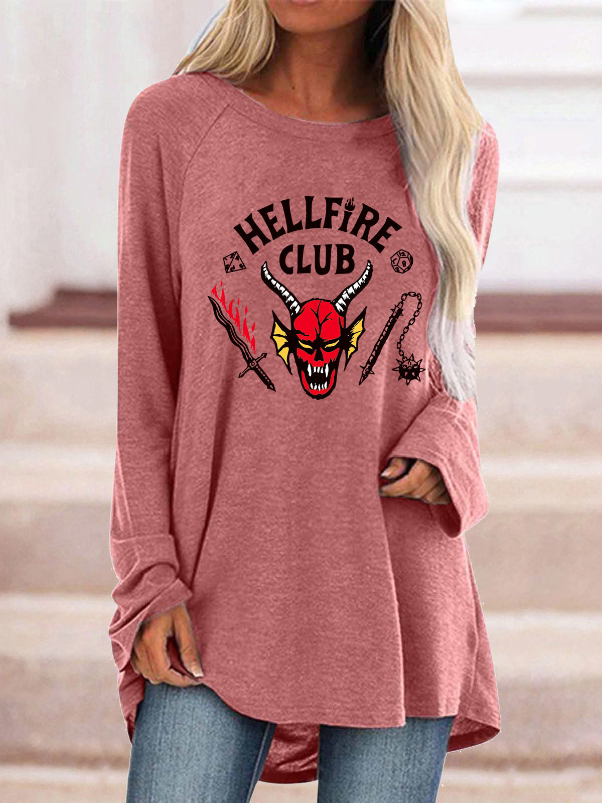 Women Long Sleeve V-neck Graphic Floral Printed Top