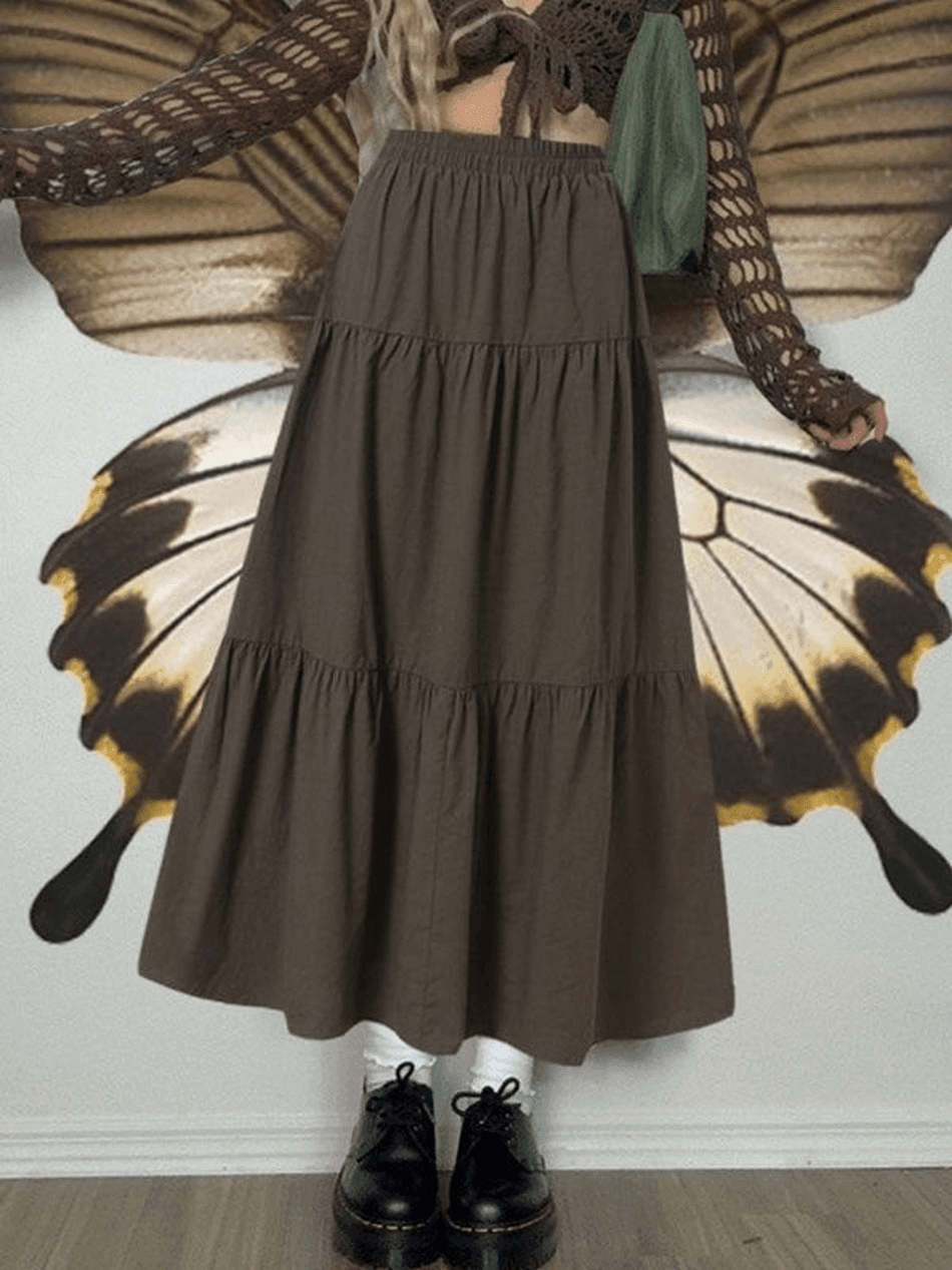 Brownm Fairy Tiered Maxi Skirt