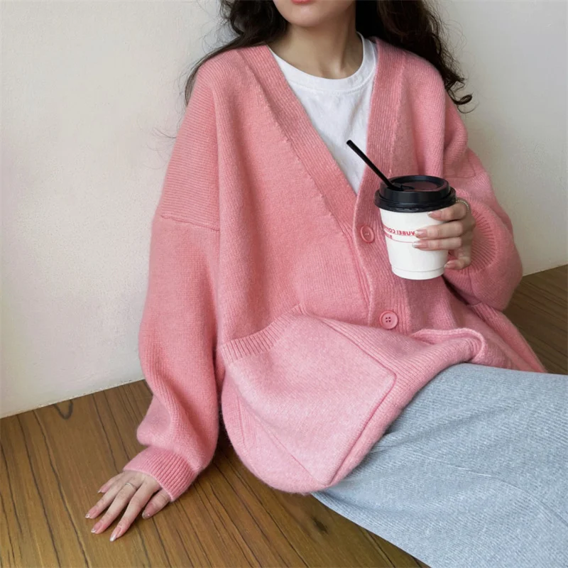 Churchf Churchf And Autumn Korean Version Candy Color Reduction Age Soft Waxy Knit Cardigan Female 2024 New Fashion Lazy Wind Milk Department Sweater