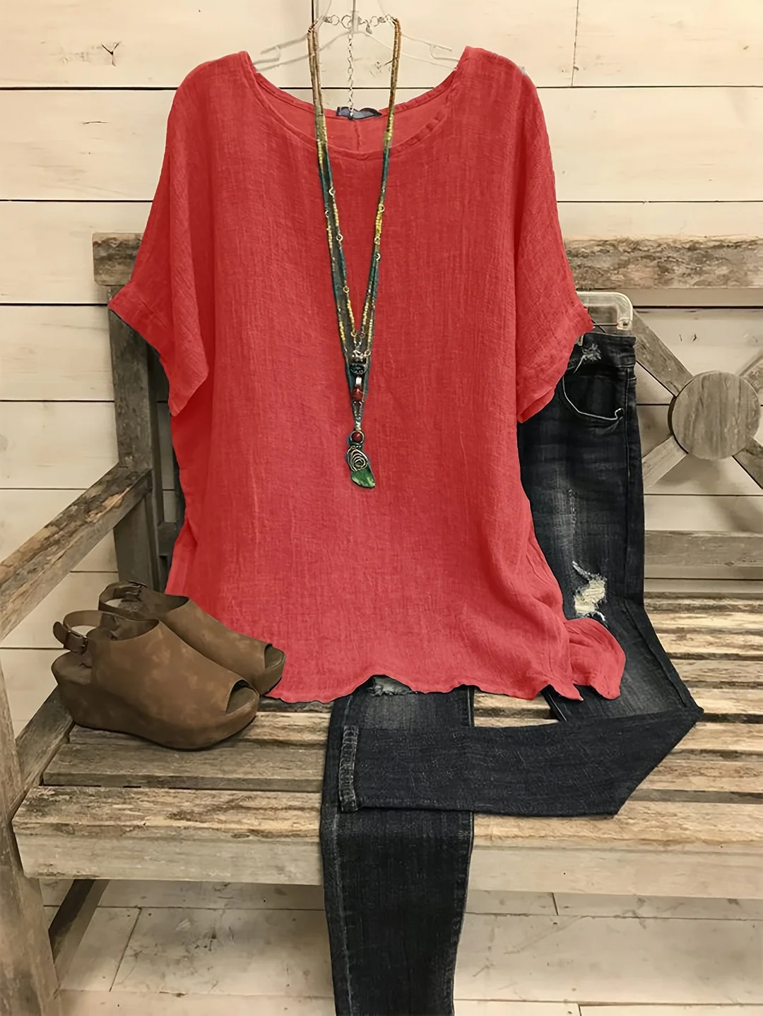 Woherb Cool Unique Glamorous Solid Color Blouses