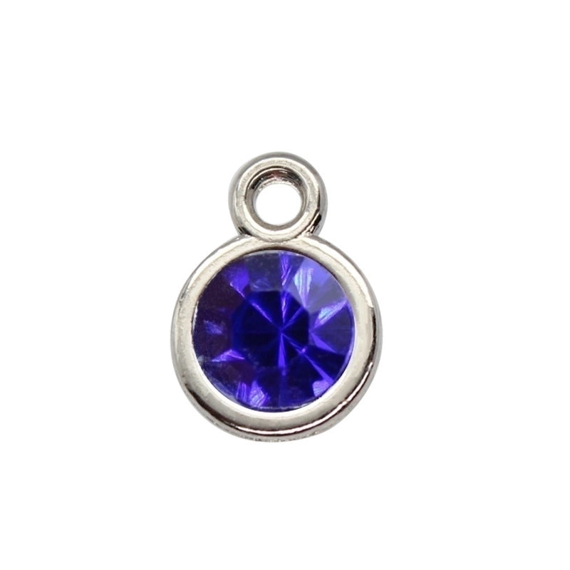 Diamond-encrusted Twelve Birthstone Colored Glass Pendant Necklace Jewelry DIY Pet Alloy Accessories Jewelry