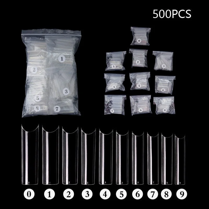 500Pcs Transparent Natural False Nail Tips C Curved Extra Long Square Straight Nails Artificial Acrylic Manicure Nail Art Tool