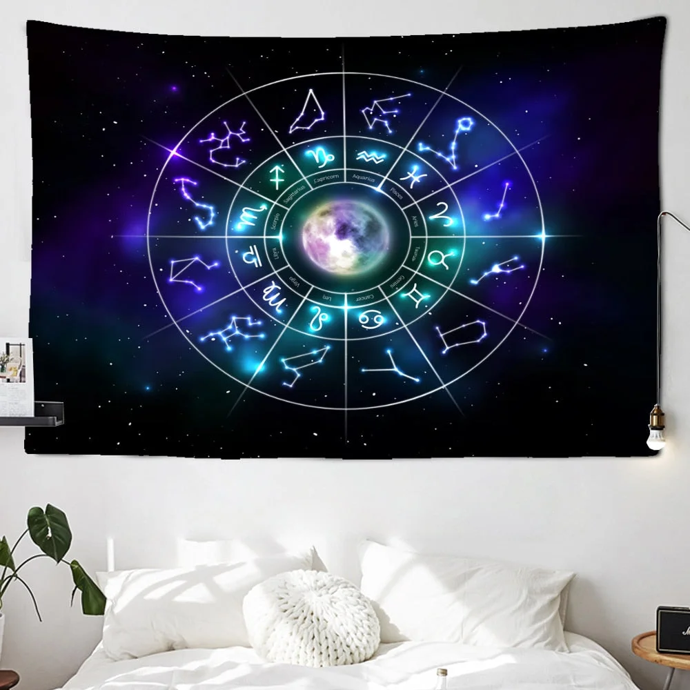 Golden Sun Moon Tapestry Wall Hanging Indian Mandala Boho Printed Psychedelic Tapiz Witchcraft Wall Cloth Tapestries
