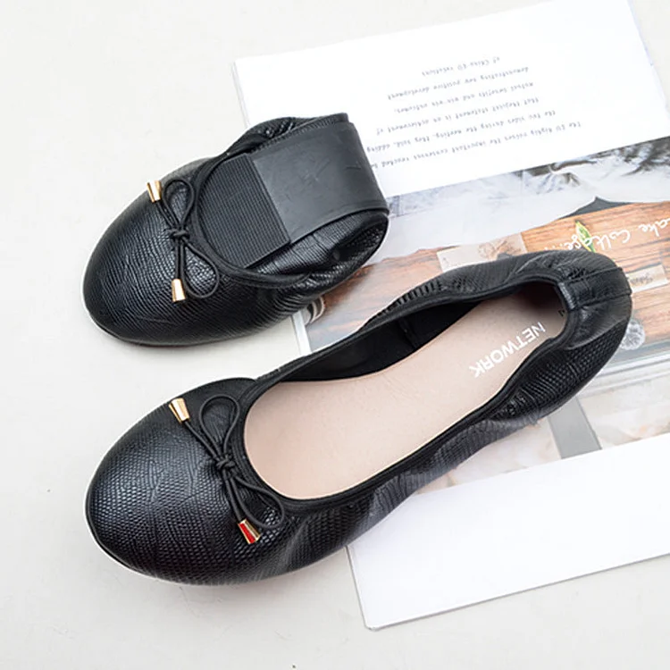 Women's Soft Cushion Comfort Round Toe Elastic Adjustable Ballet Flats Flexible Walking Shoes QueenFunky