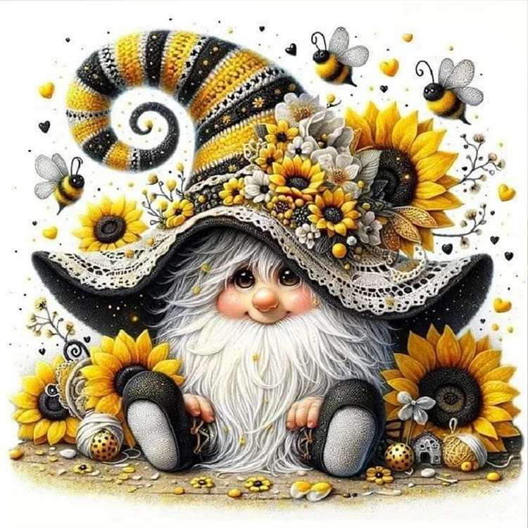 Sunflower Gnome 30*30CM (Canvas) Full Round Drill Diamond Painting gbfke