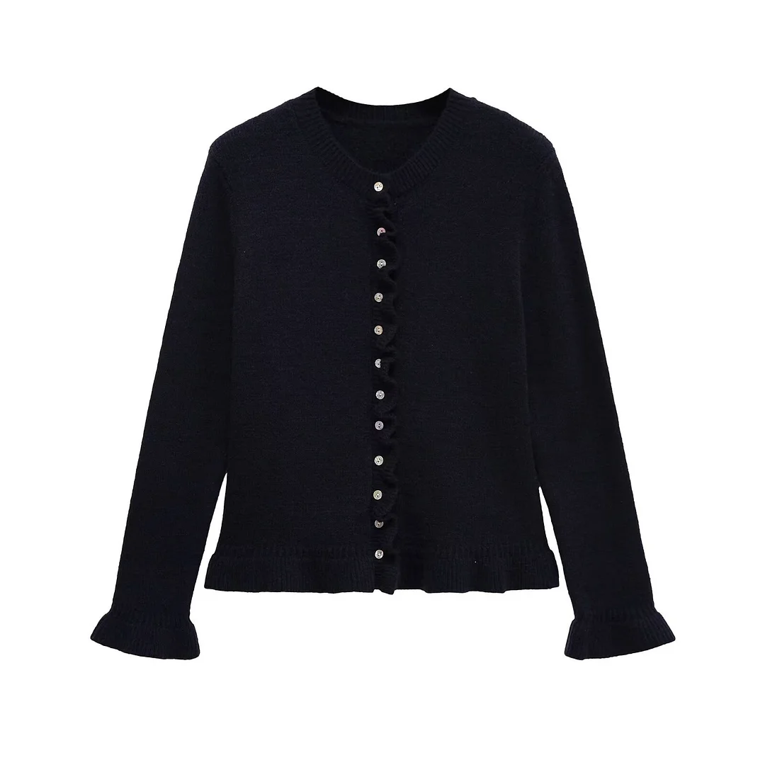 Nigikala Nigikala Autumn New Temperament Round Neck Simple Stacked Knitted Coat 2756114