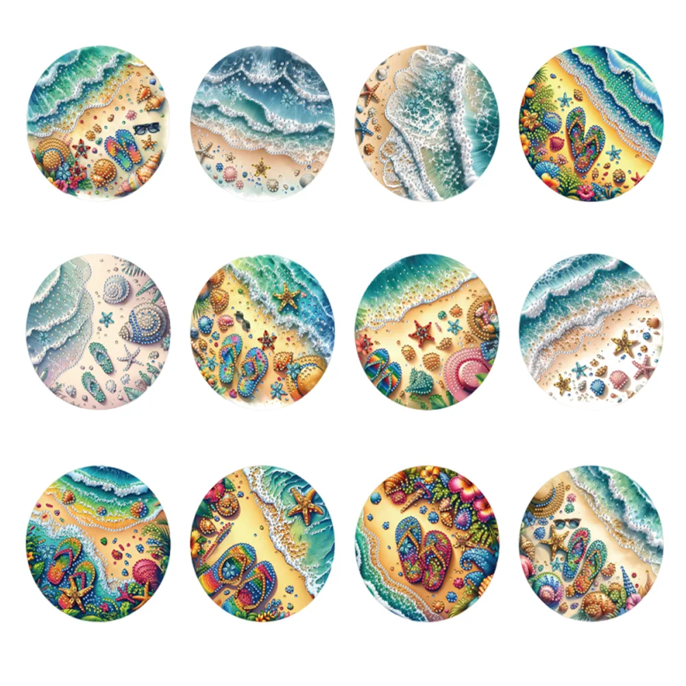 12pcs Beach Waves Diamond Painting Greeting Cards Diamond Art Cards for Adults