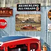 Camion rouge et grange vintage - Panneaux en &eacute;tain m&eacute;tallique(20*30cm/30*40cm) - Garage