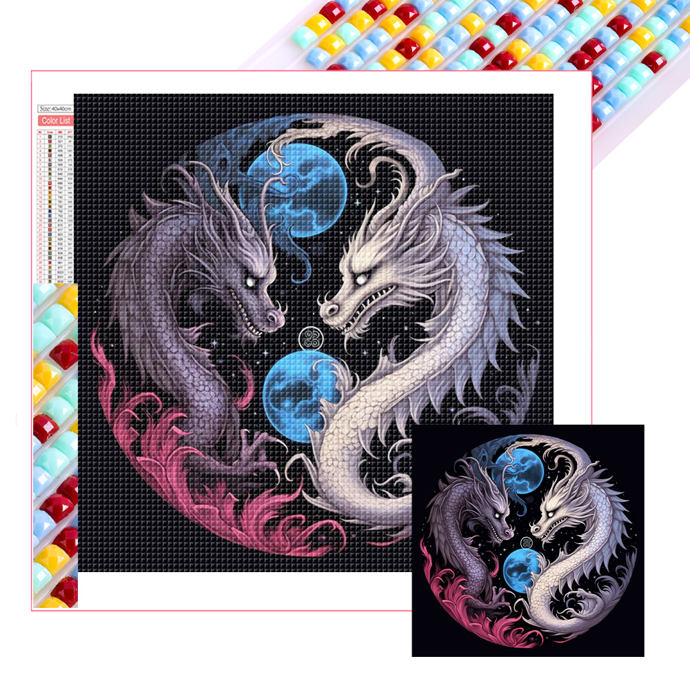 Yin Yang Dragon 40*40cm(picture) full square drill diamond painting
