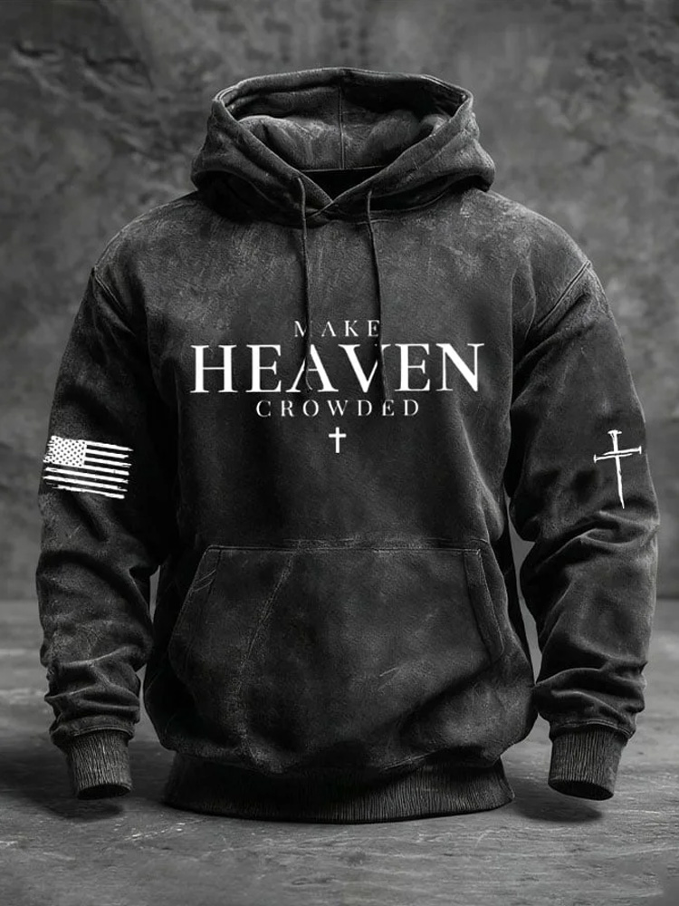 Comstylish Men's Casual Faith Cross Printed Long Sleeve Hooded Sweatshirt