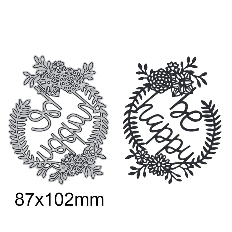 be happy Wreath Metal Cutting Dies For DIY Scrapbook Cutting Die Paper Cards Embossed Decorative Craft Die Cut New Arrival