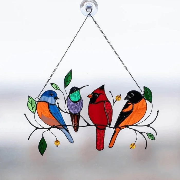 Last Day Special Sale The Best Gift-Birds Stained  Window  Panel Hangings