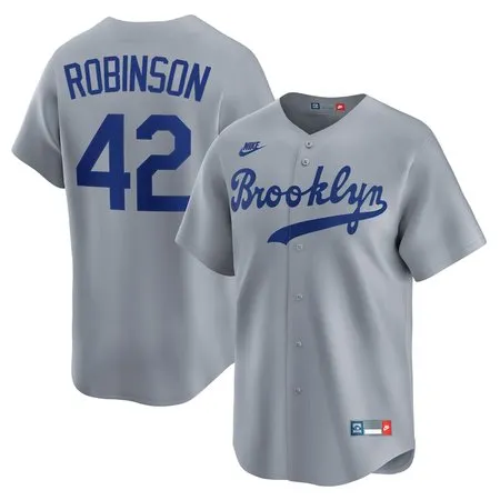 Men's Brooklyn Dodgers #42 Jackie Robinson  Gray Throwback Cooperstown Collection Limited Jersey