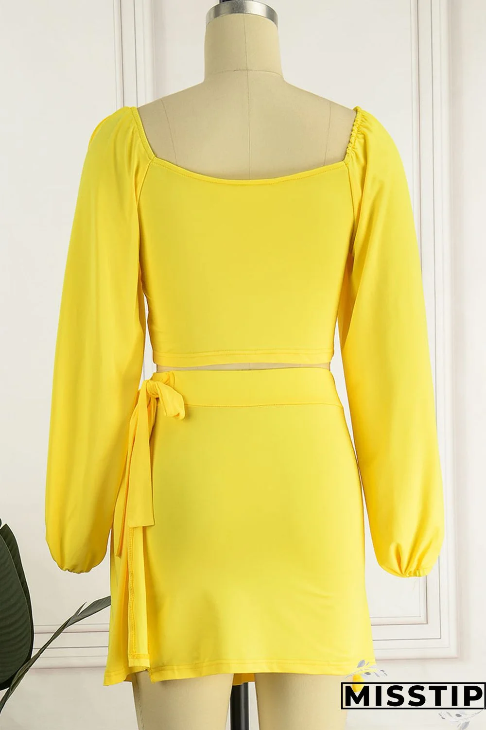 Black Casual Solid Bandage Patchwork Fold Square Collar Long Sleeve Two Pieces