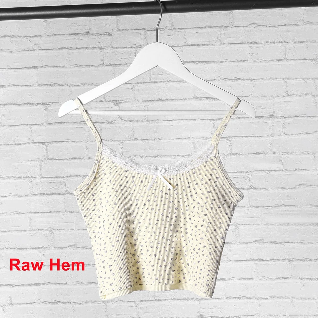 Vintage Floral Lace Cotton Sets Women Summer Sweet Cute Bow Camis Top And  Elastic Waist Sweatshorts  Casual Retro Two Piece Set