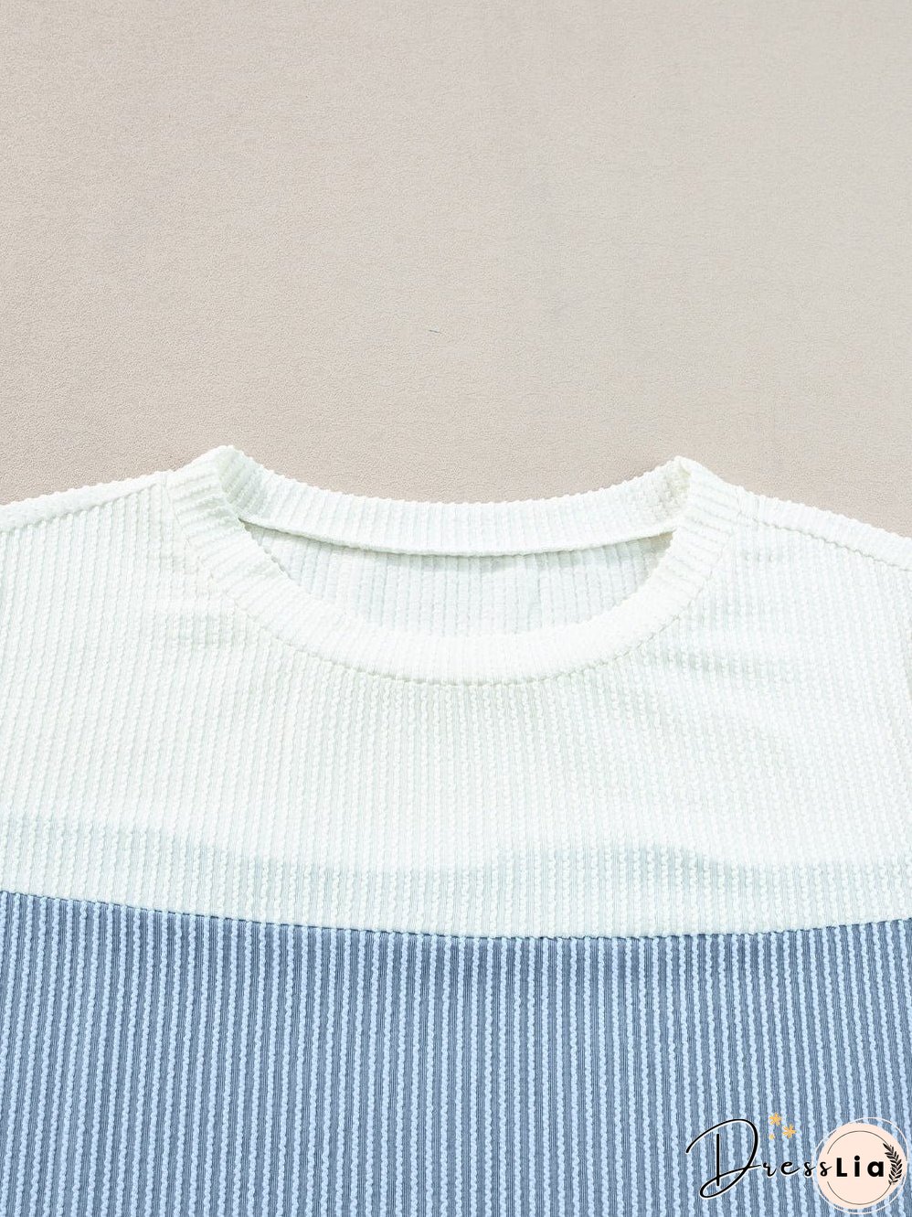 Versatile Colorblock Ribbed Knit Tee