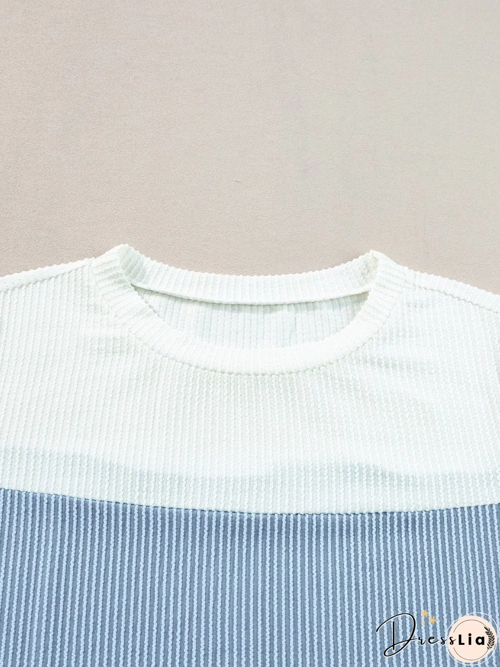 Versatile Colorblock Ribbed Knit Tee