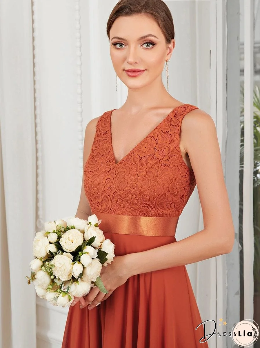 Captivating Deep V Neck A-line Sleeveless Dress with Asymmetrical Hem