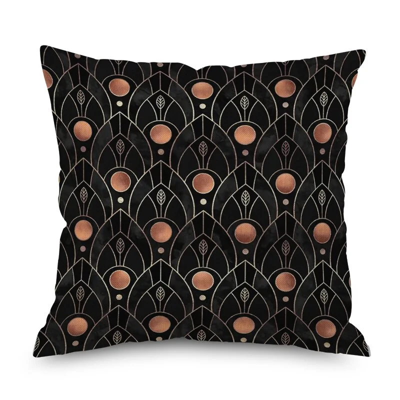 Nordic Marble Geometric Printed Cushion Cover Polyester Throw Pillow Cases for Sofa Car Black Home Decorative Pillowcase 45*45cm