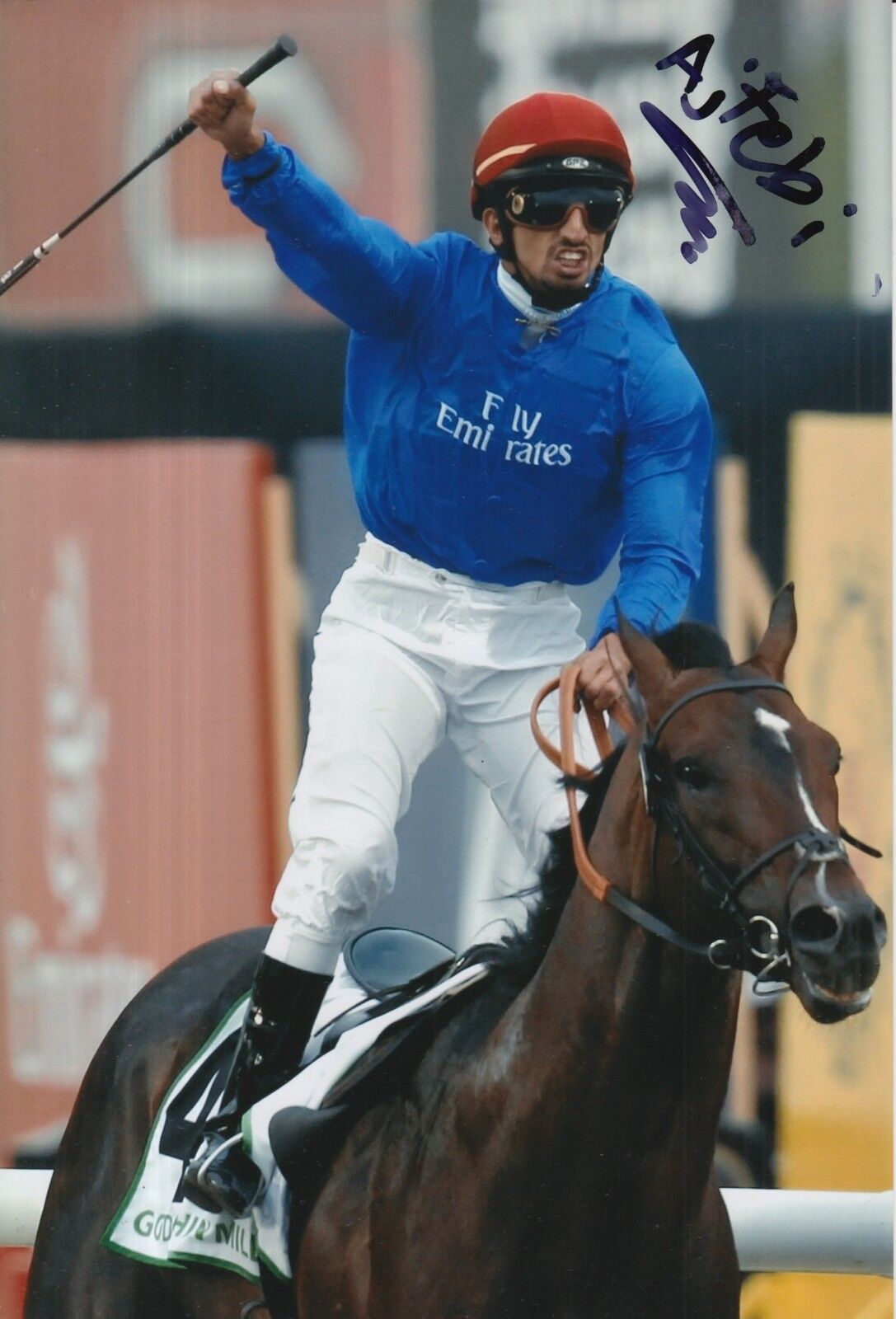 AHMED AJTEBI HAND SIGNED 12X8 Photo Poster painting HORSE RACING.