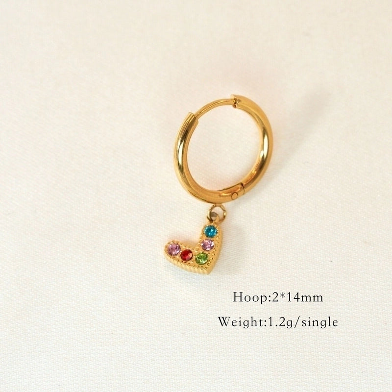 1 Pair Minimalist Cross Devil’s Eye Moon 304 Stainless Steel Drop Earrings