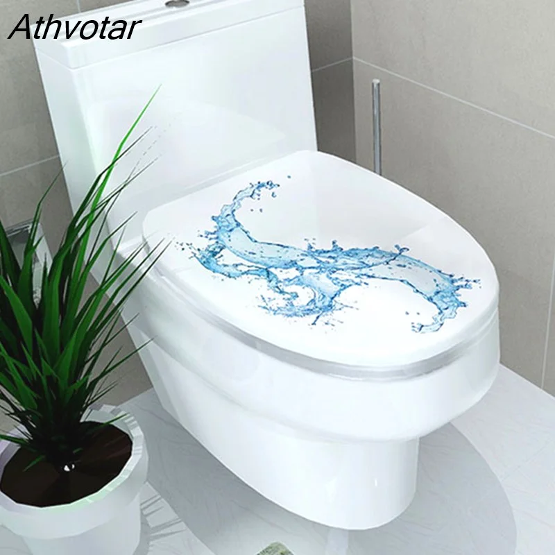Athvotar 32*39cm 3D Waterproof Toilet Seat Wall Sticker Self Adhesive Bathroom Toilet Decor WC Pedestal Pan Cover Decals