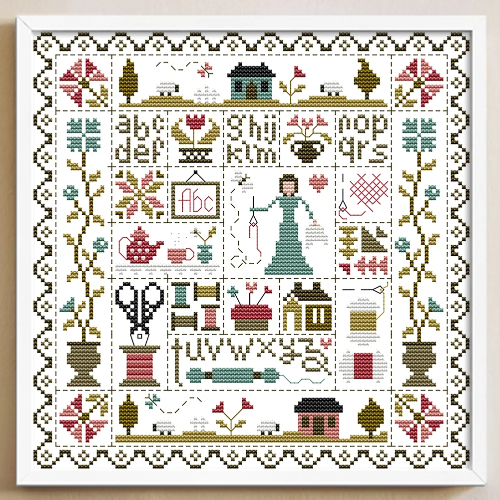Sewing Cross Stitch Kit 28x28cm DIY 11CT Thread Art White Fabric Decor