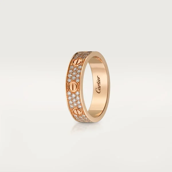 Love wedding band, diamond-paved Rose gold, diamonds