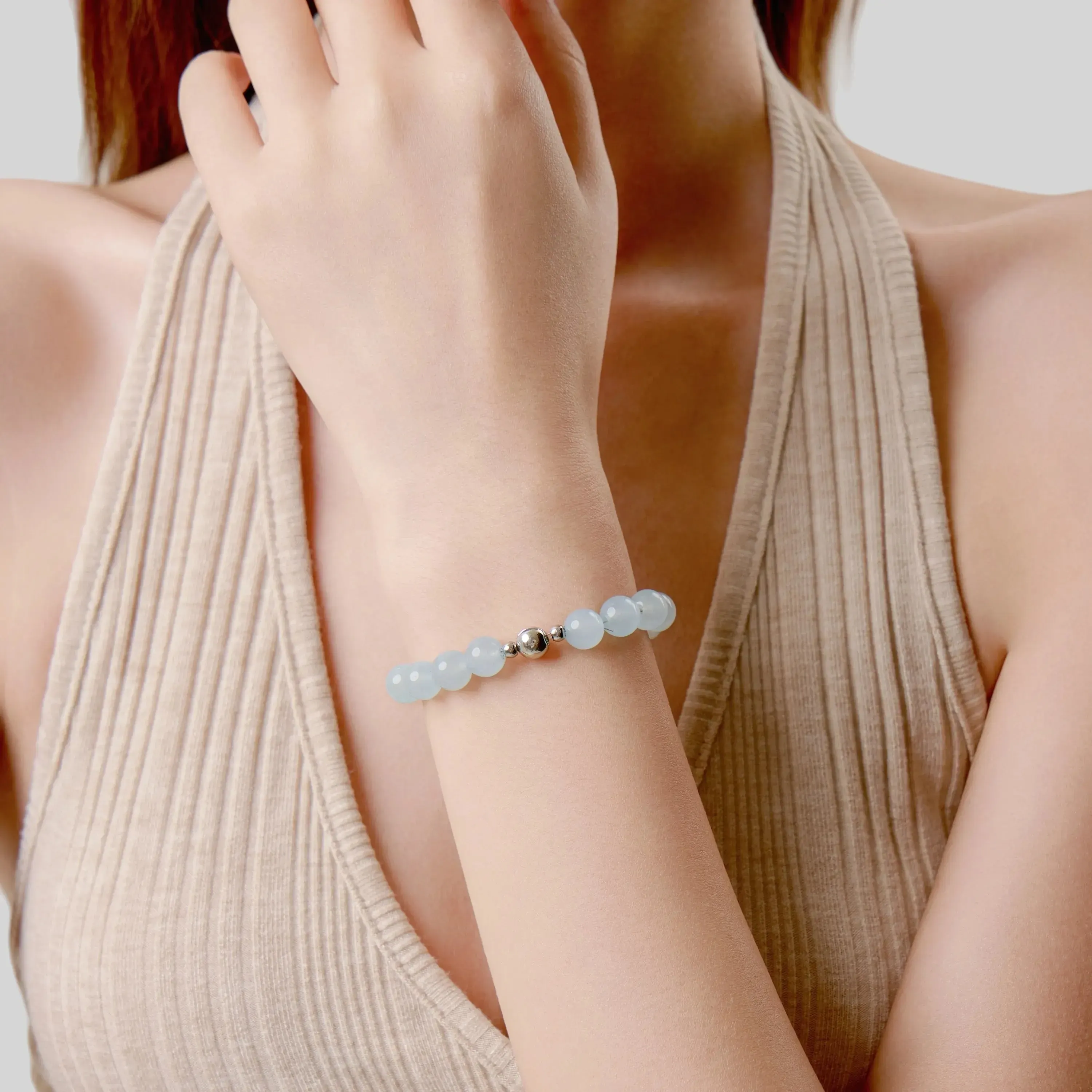 Light Blue Aquamarine &mdash; Magnetic Clasp Bracelet (8mm)