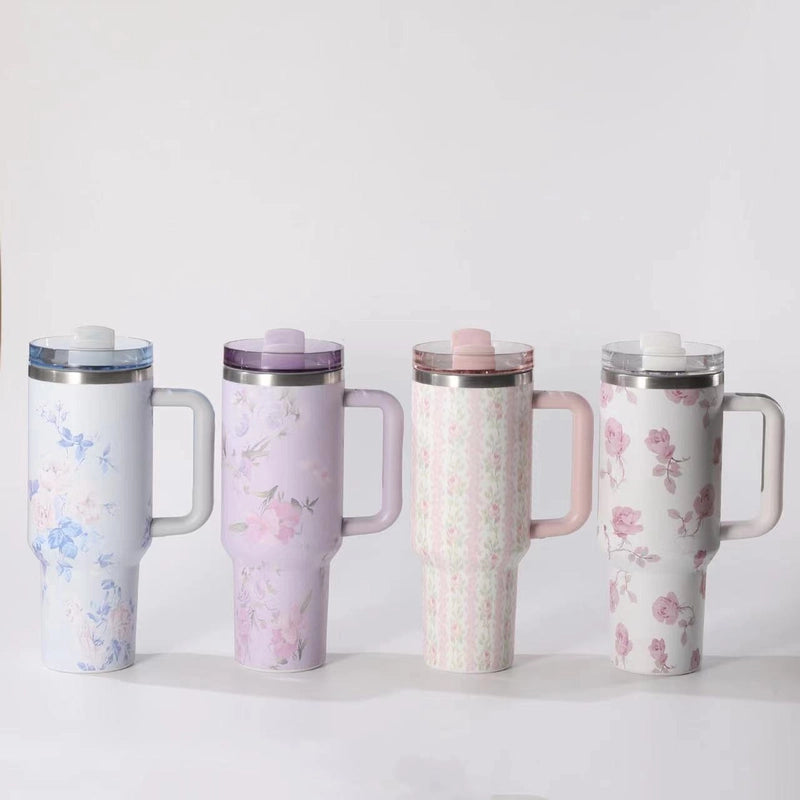 Casual Flower 201 Stainless Steel 304 Stainless Steel Thermos Cup 1 Piece