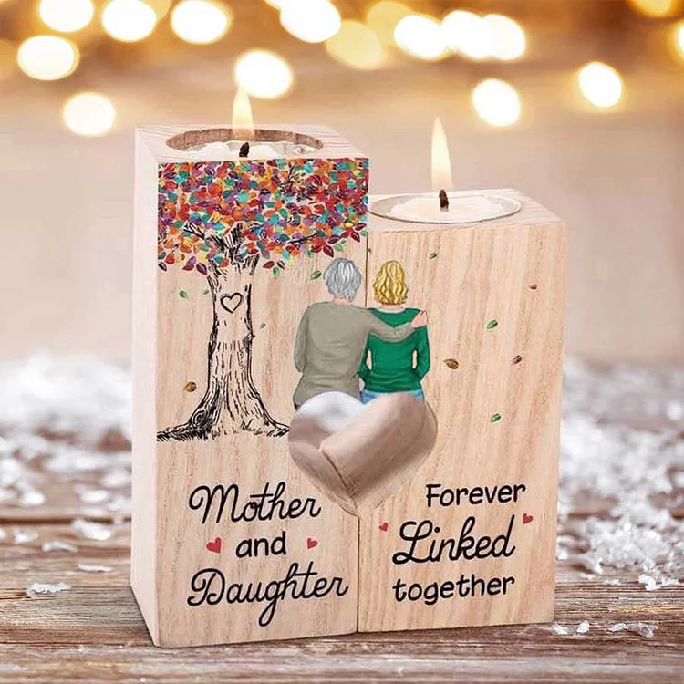 Mother's Day - Mother and Daughter Forever Linked Together - Candle Holder