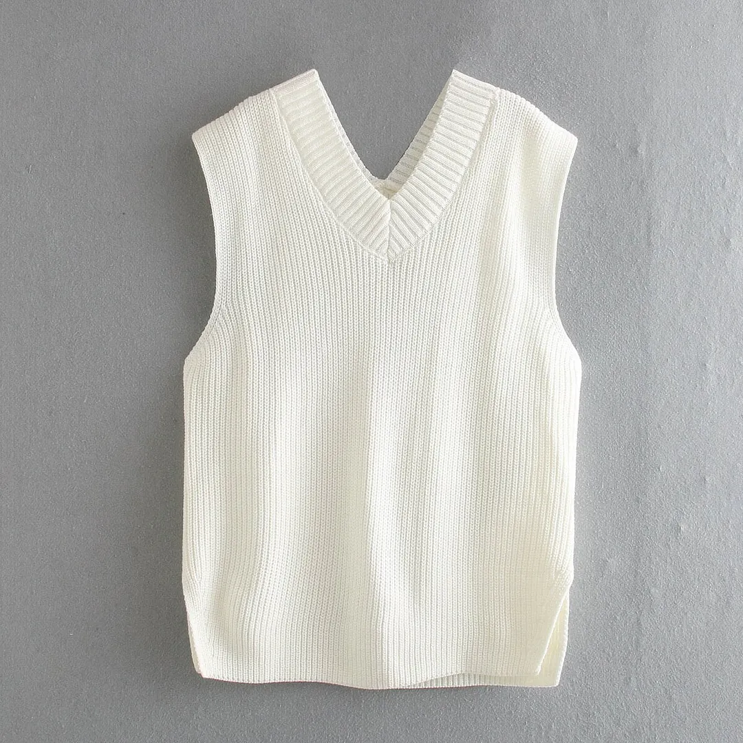 Za Women's Sweater Knitted Vest ropa de mujer 2020 pull femme chandails Jumper Oversize Knitwears Autumn Bf Pullover Sweaters