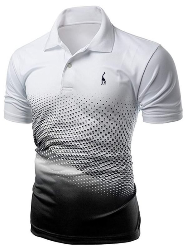 Men's color block casual short-sleeved polo shirt