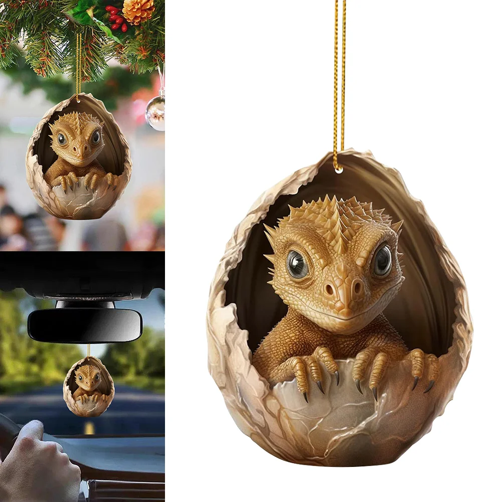 Christmas Dragon Baby Egg Ornaments Acrylic Dragon Egg Pendants for Car Backpack