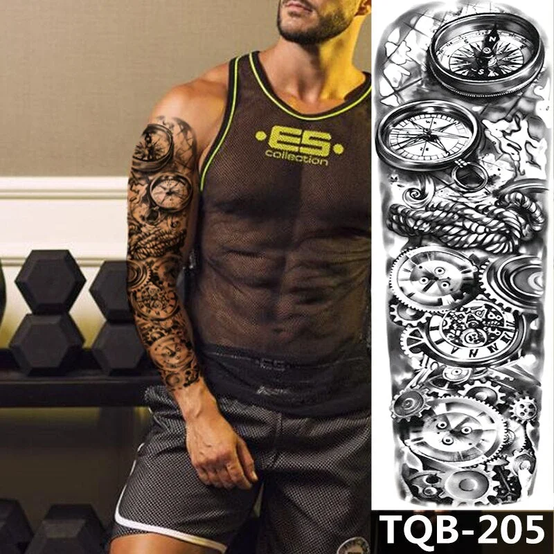 Waterproof Temporary Tattoo Sticker Totem Mechanical Full Arm Large Size Sleeve Tatoo Fake Tatto Flash Tattoos For Men Women