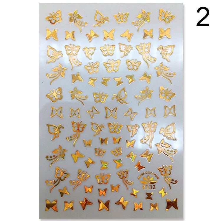 2021 Hot 3D Nail Art Stickers Butterfly Pattern Transfer Sticker Decals Self Adhensive Slider Decoration Nail DIY Design