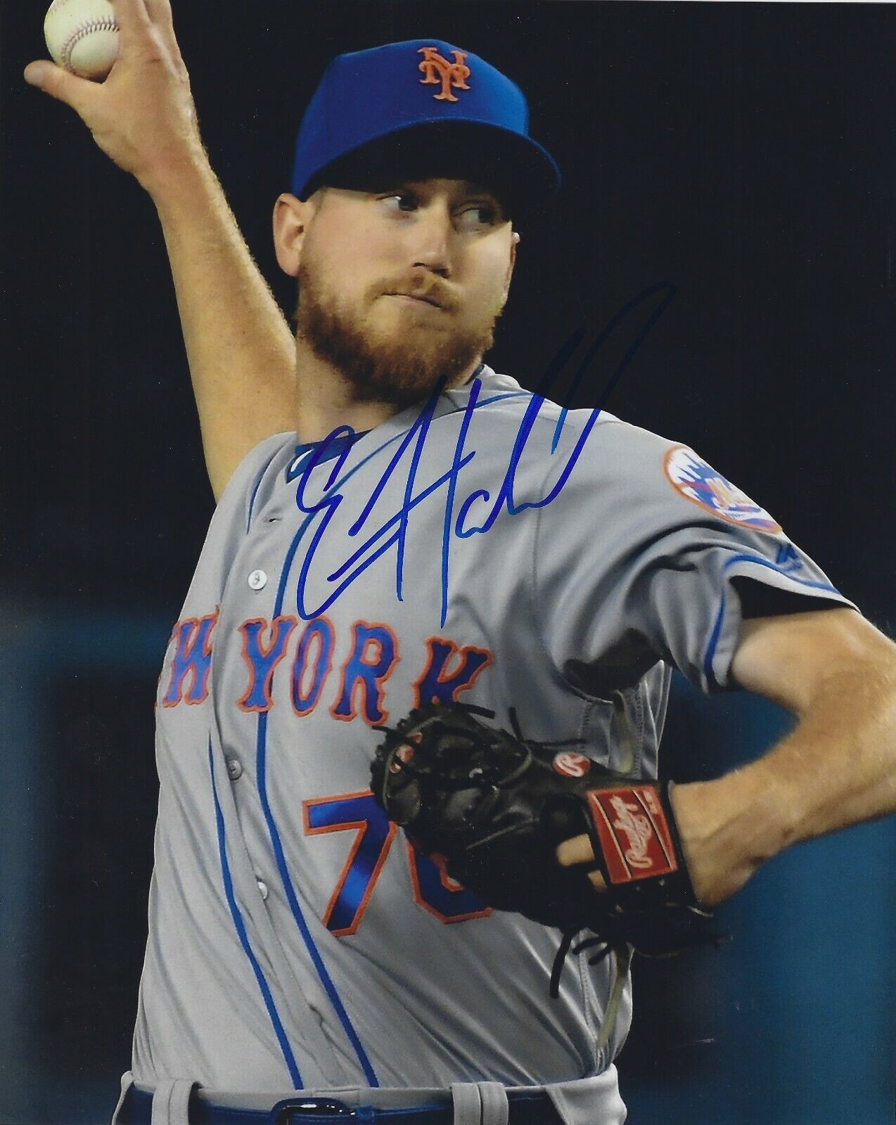 Autographed Eric Hanhold 8X10 New York Mets Photo Poster painting with COA