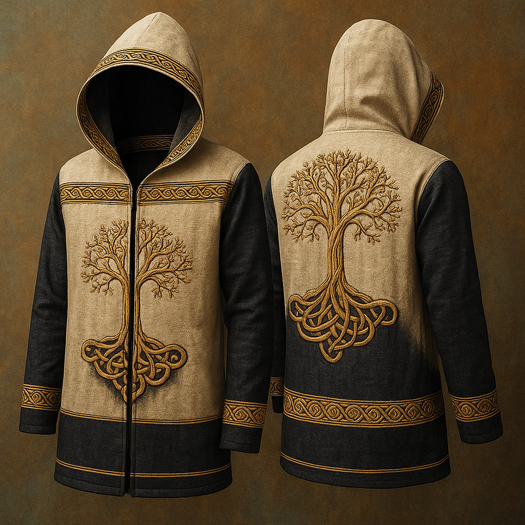 Men's Viking Knot Life Of Tree Vintage Nordic Hooded Jacket / Rvogue / Rvogue