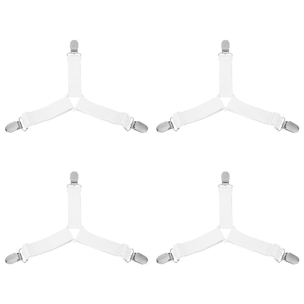 

4pcs Elastic Bed Sheet Clamps Adjustable Fastener Mattress Cover Grippers, White, 501 Original