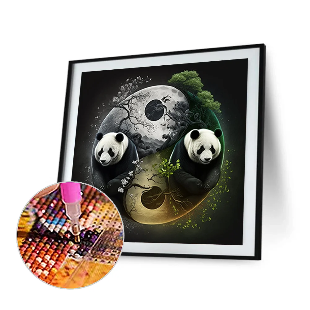 Diamond Painting - Full Round Drill - Yin Yang Panda(30*30cm)
