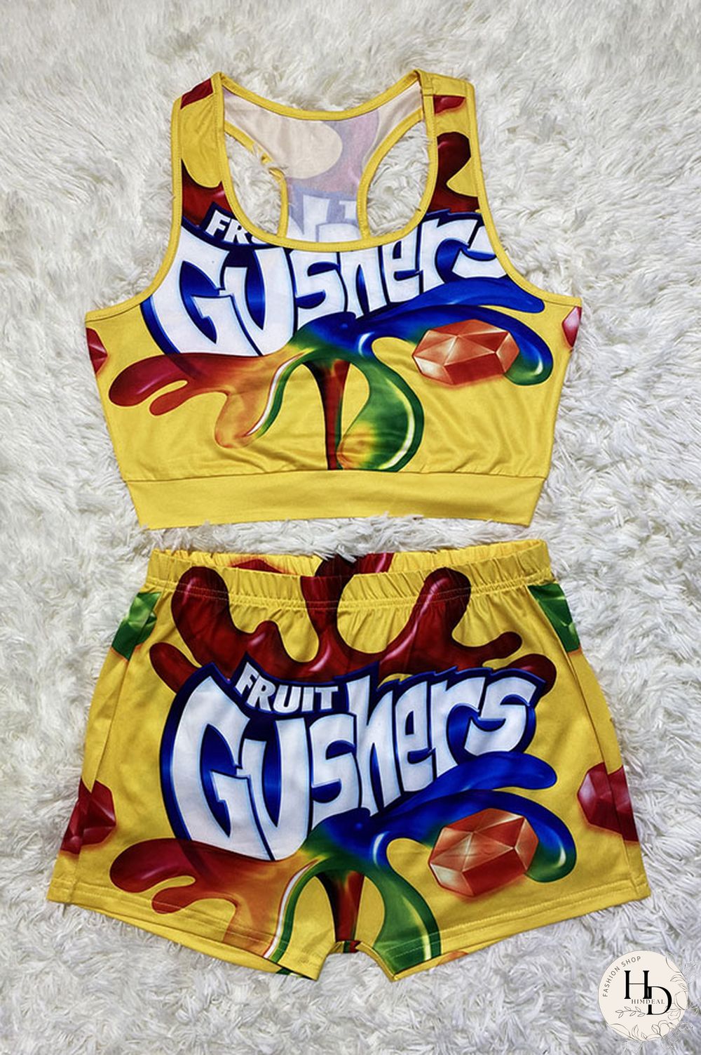 Red-green Sexy Print Straight Sleeveless Two Pieces