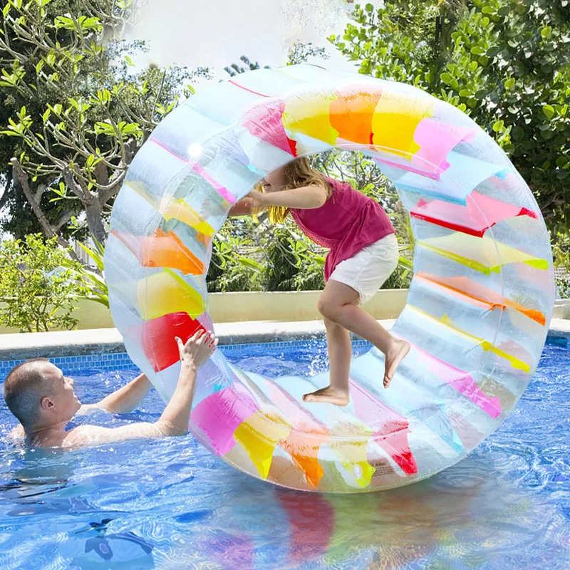 Kids Pool Toy Grass Toy Inflatable Water Wheel Roller Float 39 Inch Giant Roller Ball