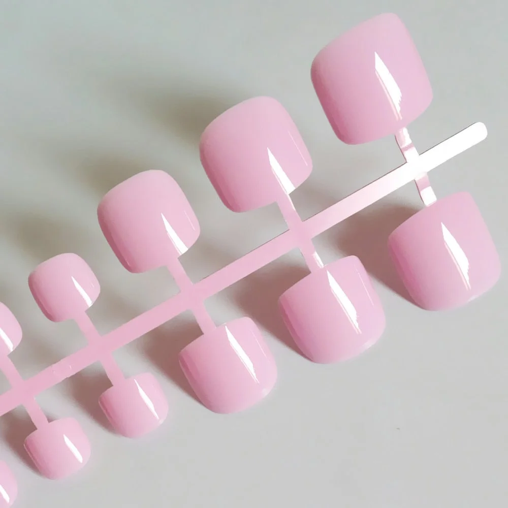 28Pcs Bright Black Artificial False Toe Nails With Jelly Glue Press On Fake Toenail DIY Foot Nail Art Manicure Tips-Nail Inspo