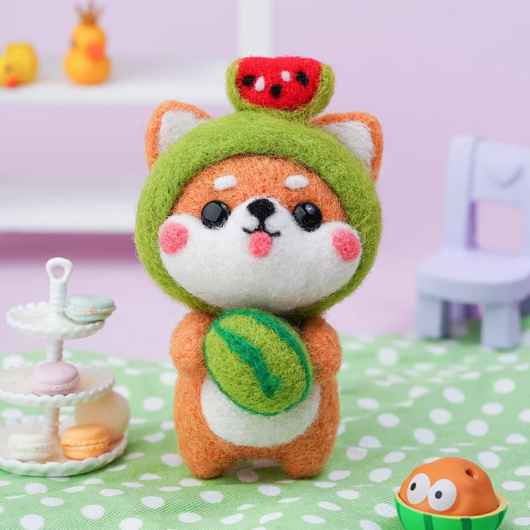 FeltingJoy - Cute Shiba Inu Needle Felting Kit - Watermelon