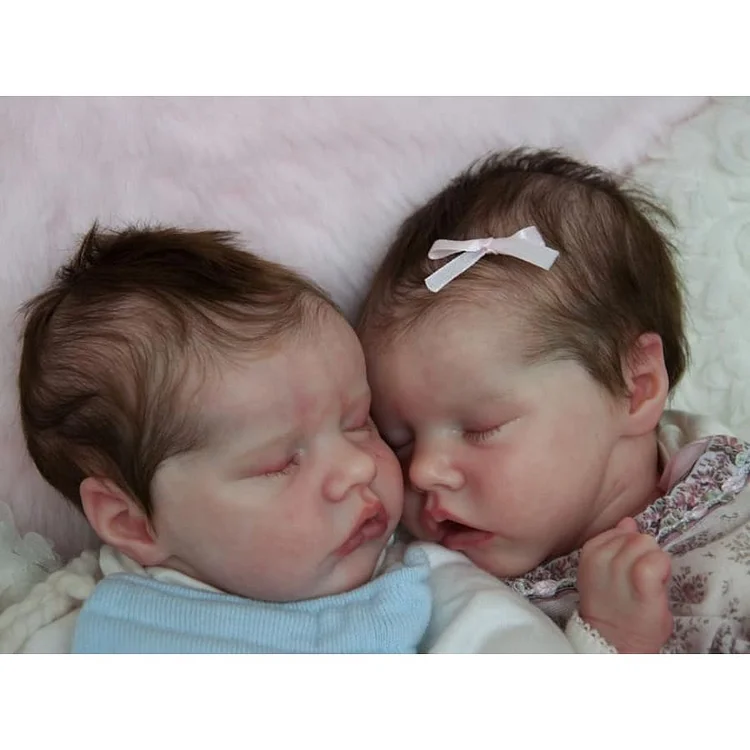  17'' Real Lifelike Twins Boy and Girl Debbie and Deborah Sleeping Reborn Baby Doll, Reborn Child Newborn Baby Dolls Roleplay - Reborndollsshop®-Reborndollsshop®